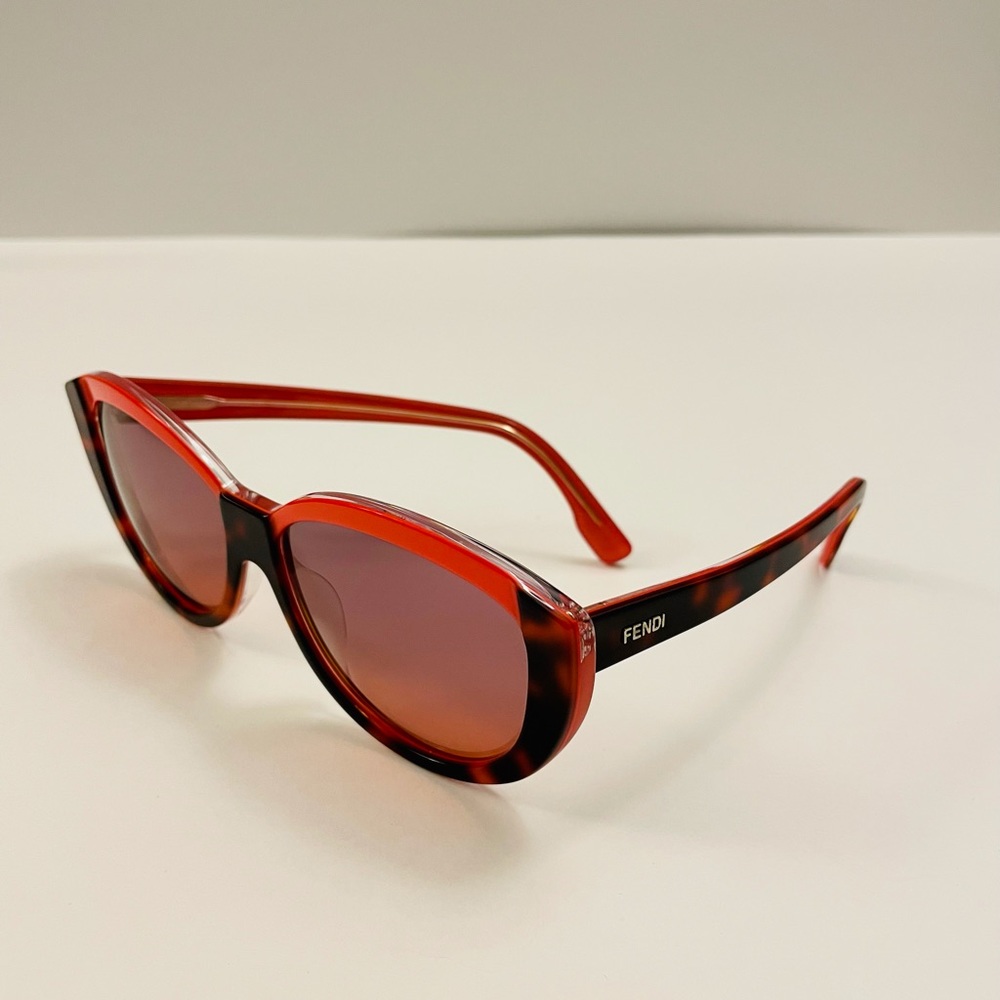 Fendi Sunglasses w/Case Made in Italy Orange-Havana & Coral Women’s Cat Eye